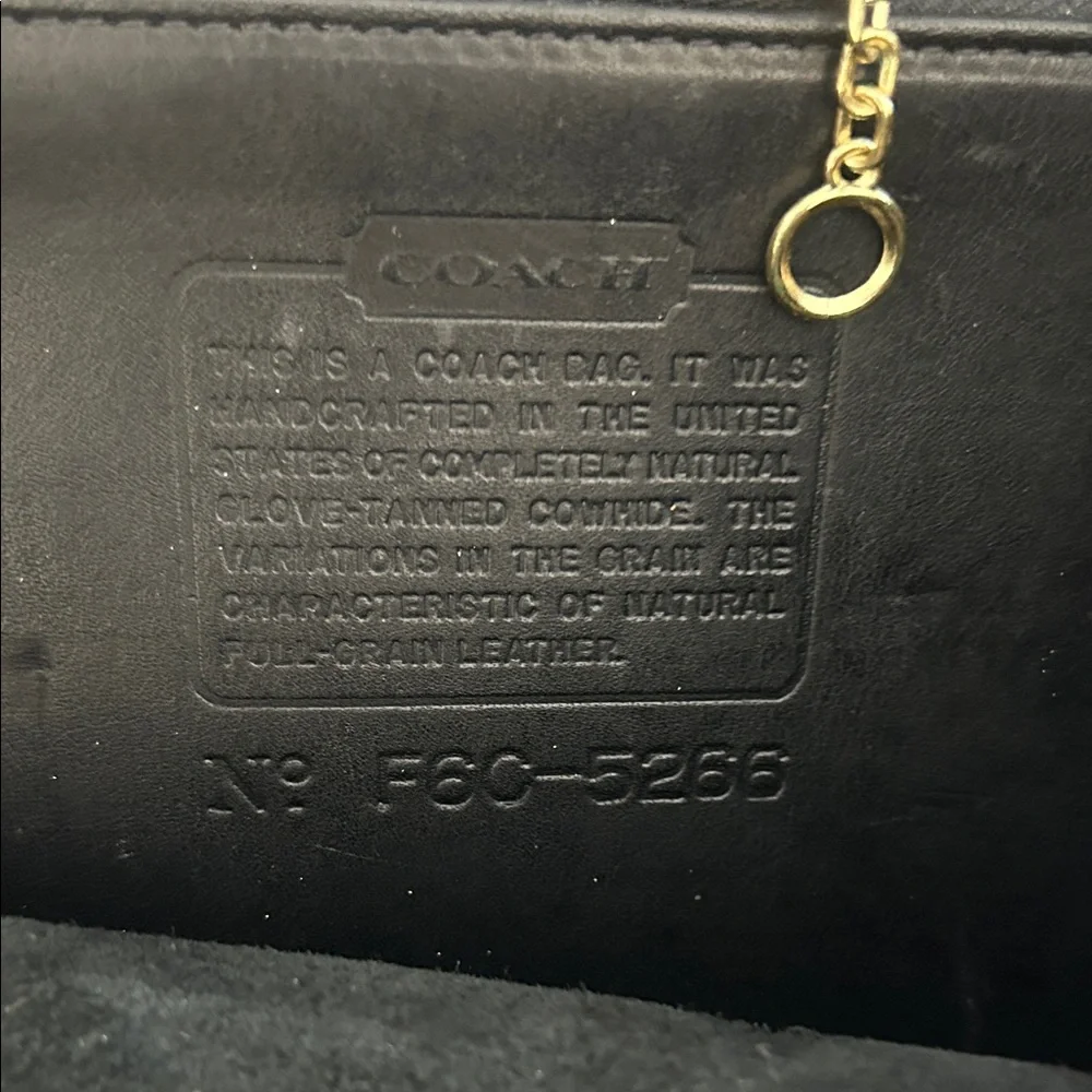Coach Black Leather Briefcase with Gold-Tone Turn Lock